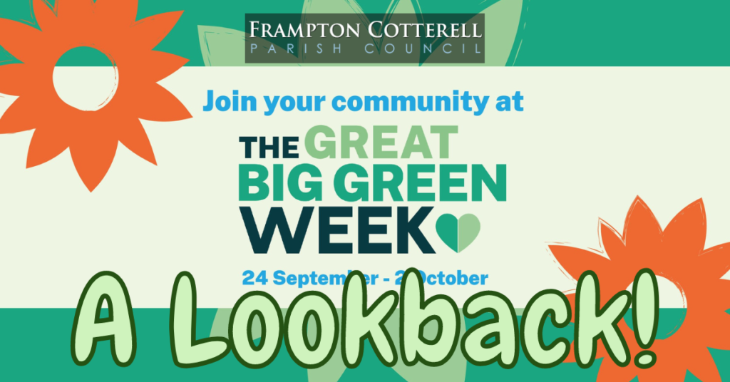 Big Green Week banner with text added over the top which reads A LOOKBACK! The original post text visible reads "Join your community at The Great Big Green Week!"