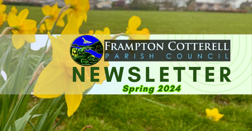 Frampton Cotterell Parish Council Newsletter, Spring 2024. Photograph of daffodils at The Park, School Road.